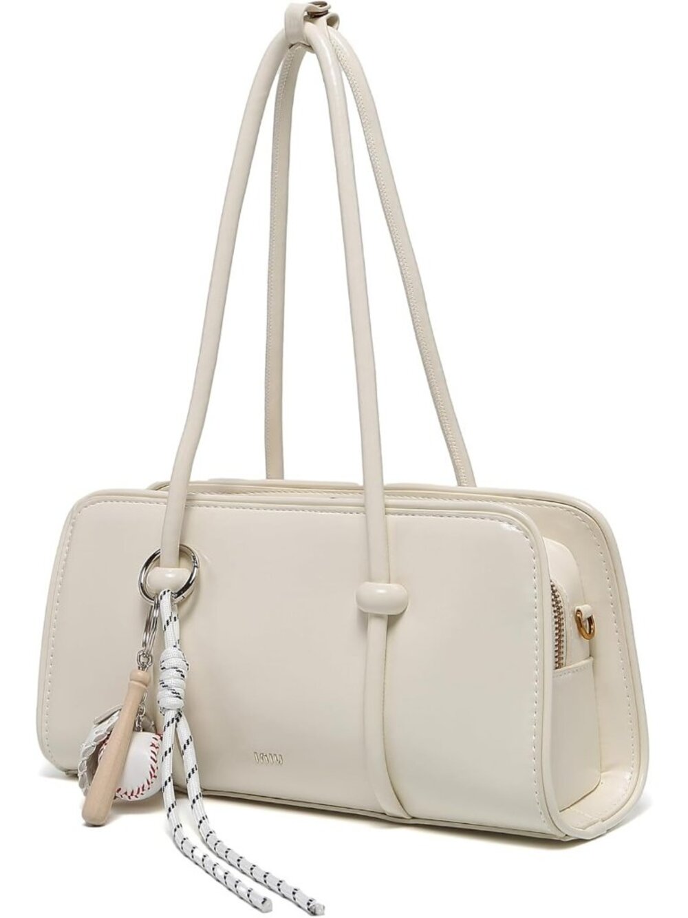 Women's White Multi Pocket Crossbody Handbag Spacious Top Handle Purse